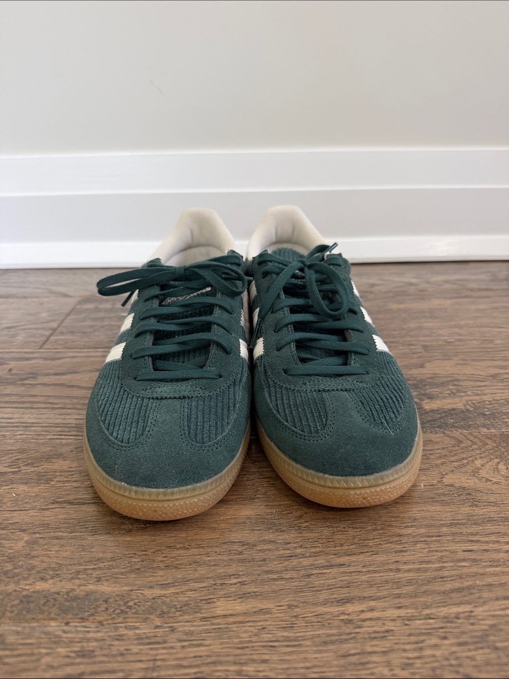 adidas Dark Green Suede Sneakers with Cream Stripes - Picture 2 of 7